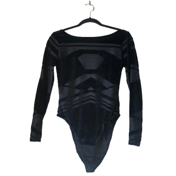 Rare Nasty Gal sheer and velvet  open back sexy bodysuit top - Picture 4 of 16